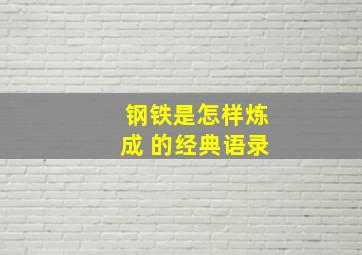 钢铁是怎样炼成 的经典语录